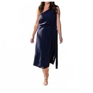 NEW AMYLYNN one-shoulder satin dress in blue